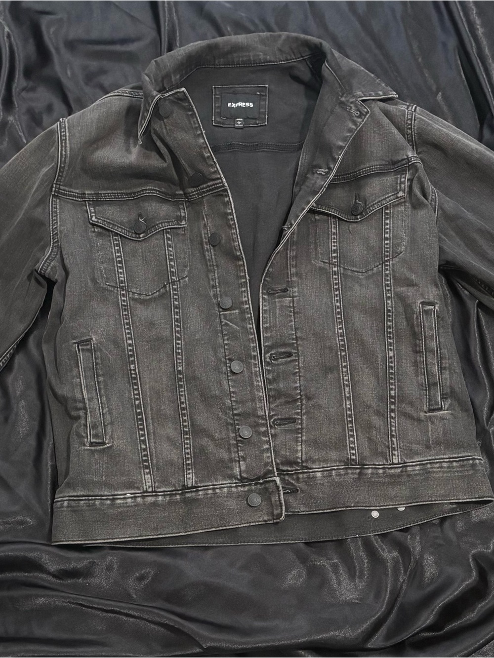 Express Men’s Black Washed Denim Jacket